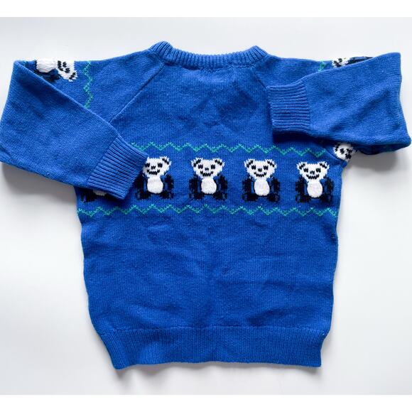 Boy's Vintage Noah's Ark Blue Panda Bear Sweater Size 4 - Picture 4 of 6